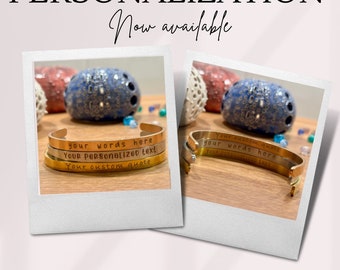Customized Engraved Cuff Bracelet, Personalized Quote