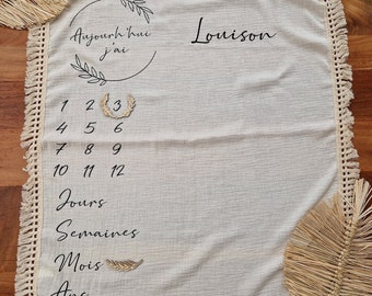 Personalized Baby Milestone Blanket – Monthly Photo Mat – Unique Birth Keepsake