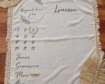 Personalized baby milestone blanket - baby photo - birth gift