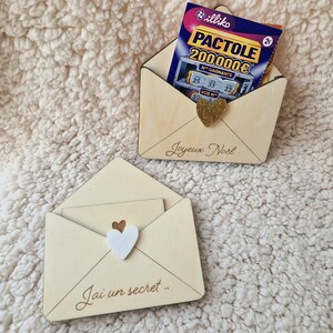Enveloppe en bois - annonce - cadeau - carte message