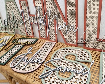 Wooden initial & first name – Personalized wall decoration – Baby child’s room – Birth baptism gift