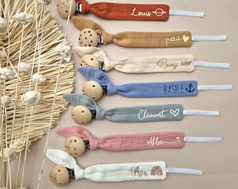 Attache tétine personnalisée bébé – PROMO LA 2EME A -50 - Cadeau naissance original–Attache sucette prénom–Accessoire bébé fille garçon