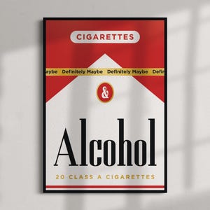 Cigarettes & Alcohol Oasis Wall Art – Definitely Maybe Poster | Retro Indie Rock Home Decor | Bold Britpop Music Print | A4 A3 Print