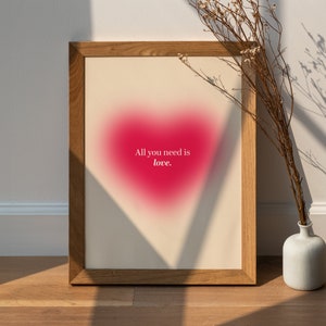 All You Need Is Love Print | The Beatles Print | Gift | Home Decor | Wall Art | Poster | Illustration | Retro | Music | Lyrics | A4 A3 |