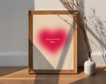 The Beatles Lyrics Print | All You Need Is Love, Retro Wall Art