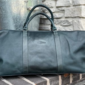 Ocean Blue Leather Weekender Bag | Handmade Full-Grain Duffel Travel Bag