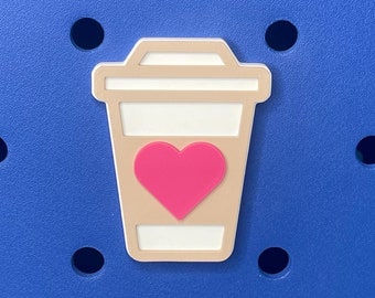 Heart Coffee Bogg Bag, Bogg Bag Accessories, Bogg Bag Charms, Simply Southern Bag Charms, Coffee Lovers Bogg