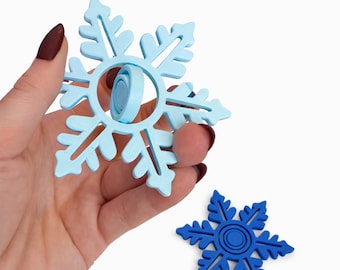 Snowflake Fidget Spinner – Winter Sensory Toy, 3D Printed Stress Relief Fidget, Holiday Desk Toy