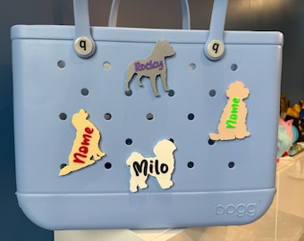 Personalized Dog Bogg Bag Charm, Custom Pet Name Tag