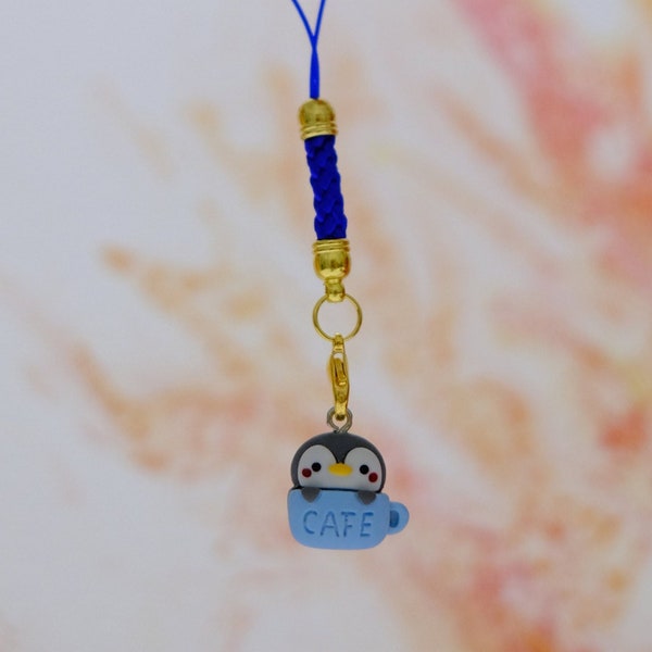 Mini 3D Penguin Cafe Charm | Cute Accessory | Special Keychain | Pendant Charm | Metal Charm | Blue Penguin Gift {kawaiipeachclub}