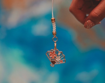 Sakura Fan Phone Charm | Cute Accessory | Special Keychain | Japanese | Pendant Charm | Metal Charm | Cherry Blossom {kawaiipeachclub}