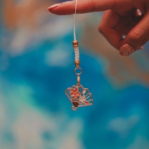 Sakura Fan Phone Charm | Cute Accessory | Special Keychain | Japanese | Pendant Charm | Metal Charm | Cherry Blossom {kawaiipeachclub}
