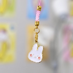 Chibi White Bunny Phone Charm | Cute Accessory | Special Keychain | Easter | Pendant Charm | Metal Charm | Bunny Rabbit {kawaiipeachclub}