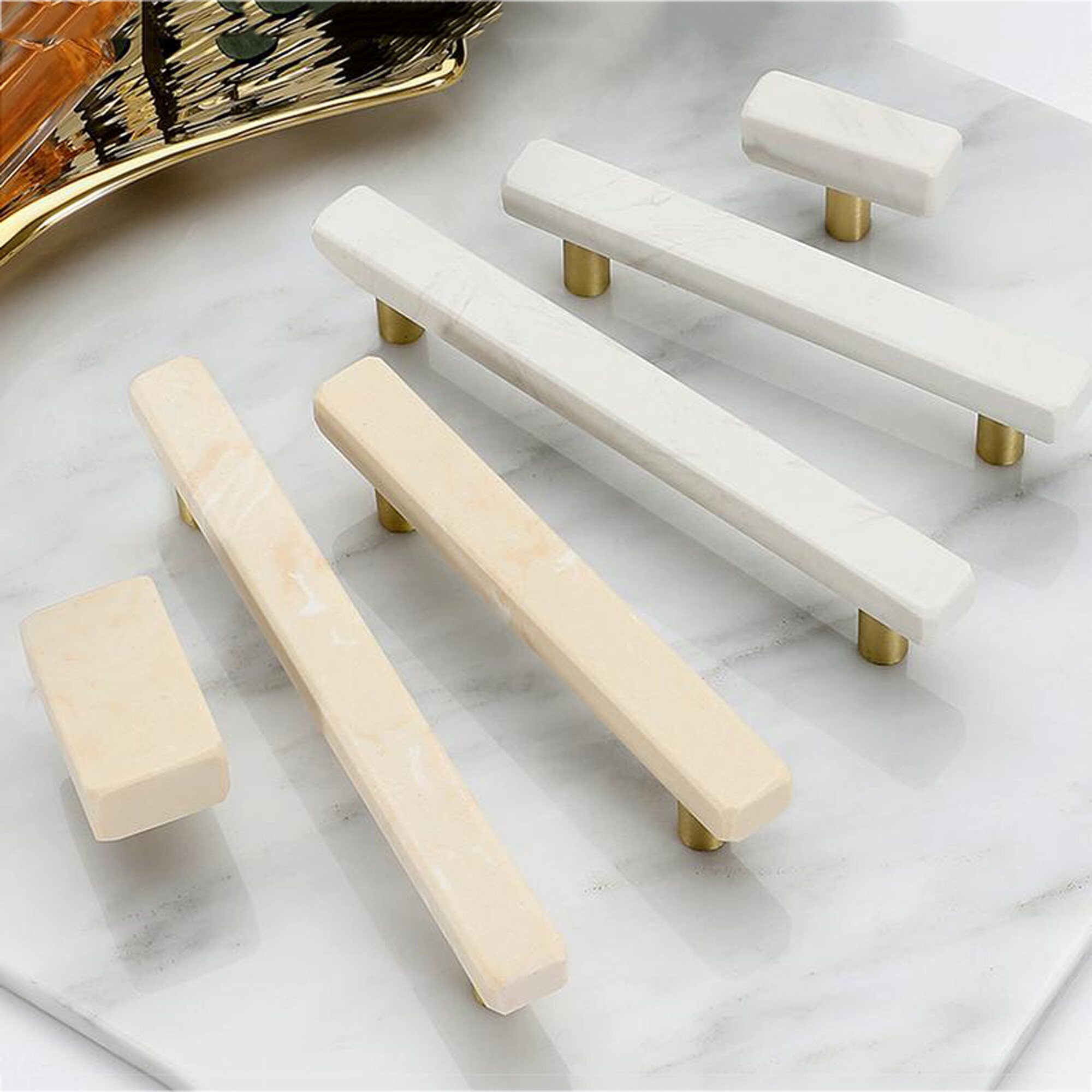 White Minimalist marble Nordic handle luxury modern Etsy