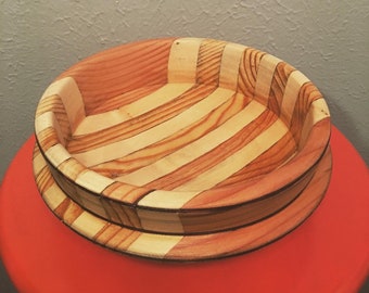 Horizontal Striped Wooden Bowl