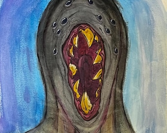 Watercolor & Ink - 18x24 - Alien Spider