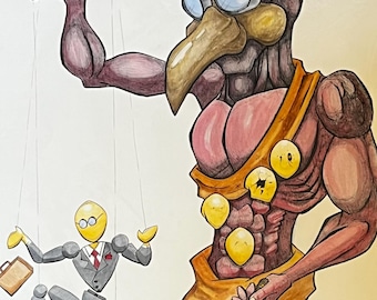 Watercolor & Ink - 18x24 - Puppet Master