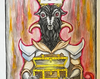 Watercolor & Ink - 18x24 - Devil Card Smiling