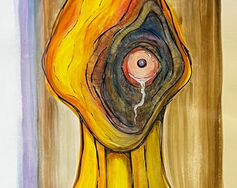 Watercolor & Ink - 18x24 - Alien Tear