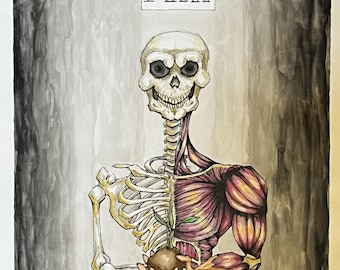 Watercolor & Ink - 18x24 - Death Card Smiling