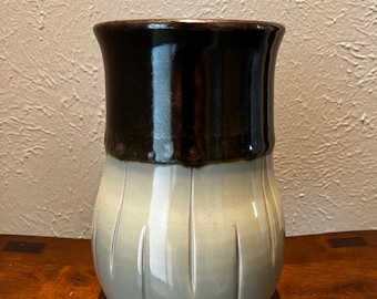Ceramic Vase - Pencil/Brush Cup - Gray and Rust