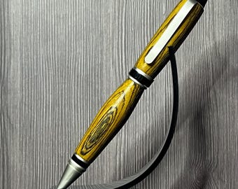 Executive Twist Cigar Style Pen - Wood - "Bocote Tiger" with Silver Trim