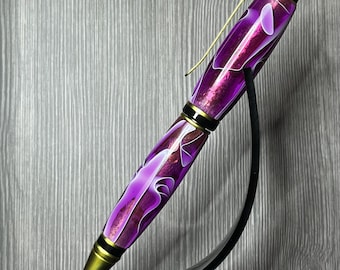 Bolígrafo Executive Twist estilo cigarro - Acrílico - "Pink Passion" con detalles dorados