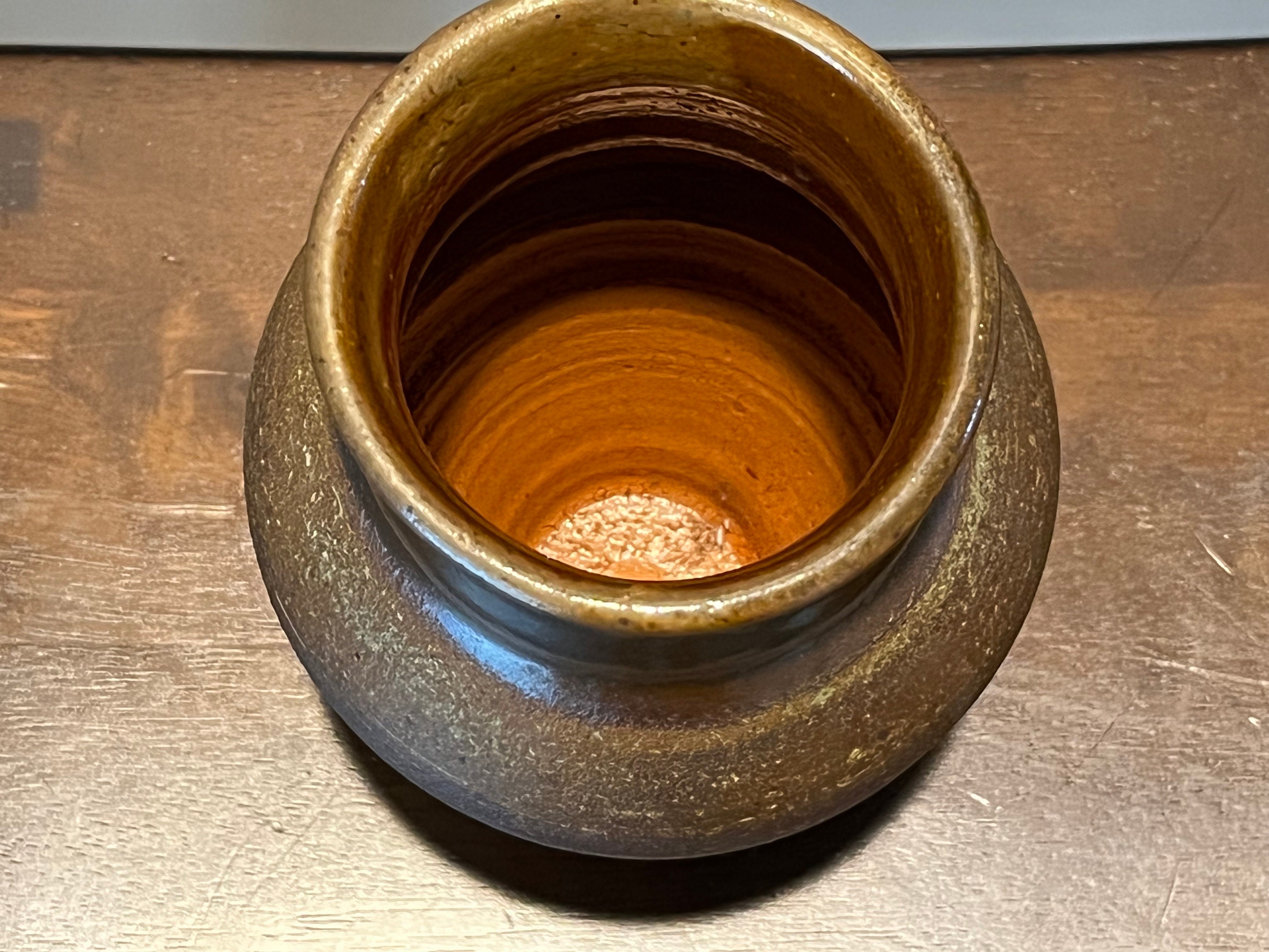Rustic Ceramic Vase Green and Rust - Etsy