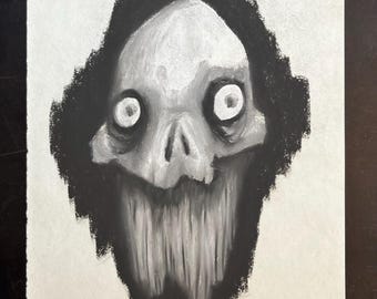 Carboncillo y tinta - 11x14 - Pequeño monstruo amigable