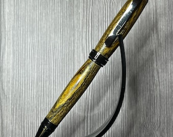 Pluma estilográfica Executive Twist Cigar Style - Madera - "Bocote Hunter" con detalles en color gris plomo.