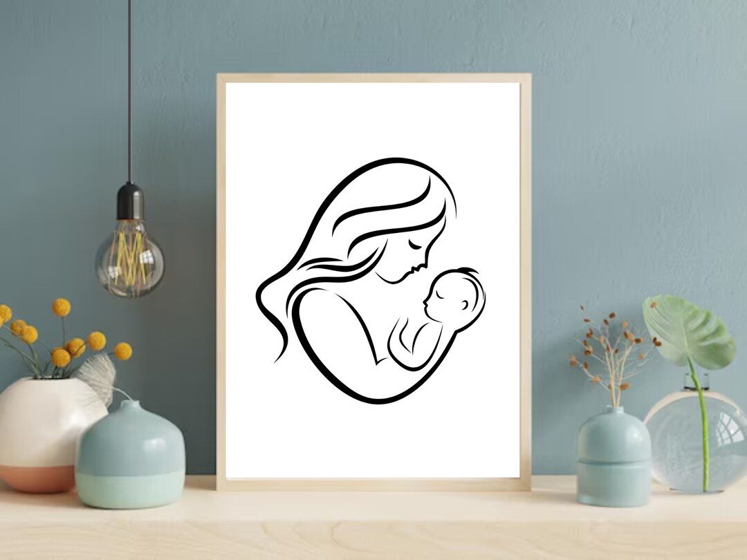 Mother and Baby Line Art Mother and Baby Line Drawing Line Art Line