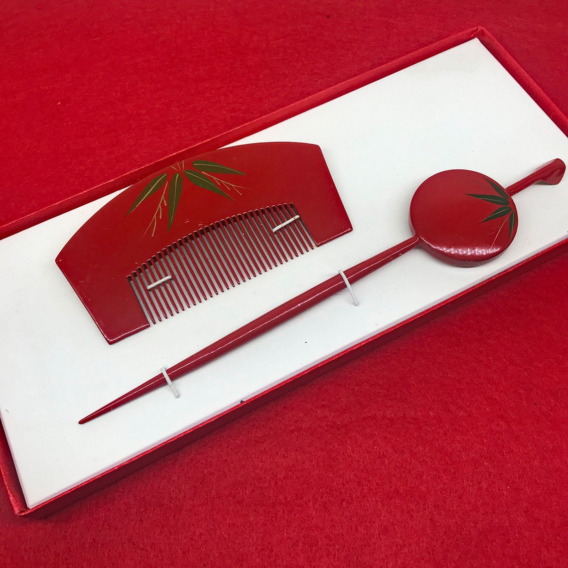 VINTAGE Japanese Kanzashi Hair Pin and Comb Set Etsy
