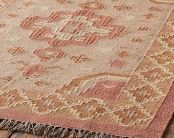 8x10, 9x12 pies, alfombra Kilim hecha a mano, alfombra Kilim de yute de lana, alfombra Kilim de área, alfombra de tejido plano, alfombra Boho, alfombra Navajo Kilim, regalo de bienvenida