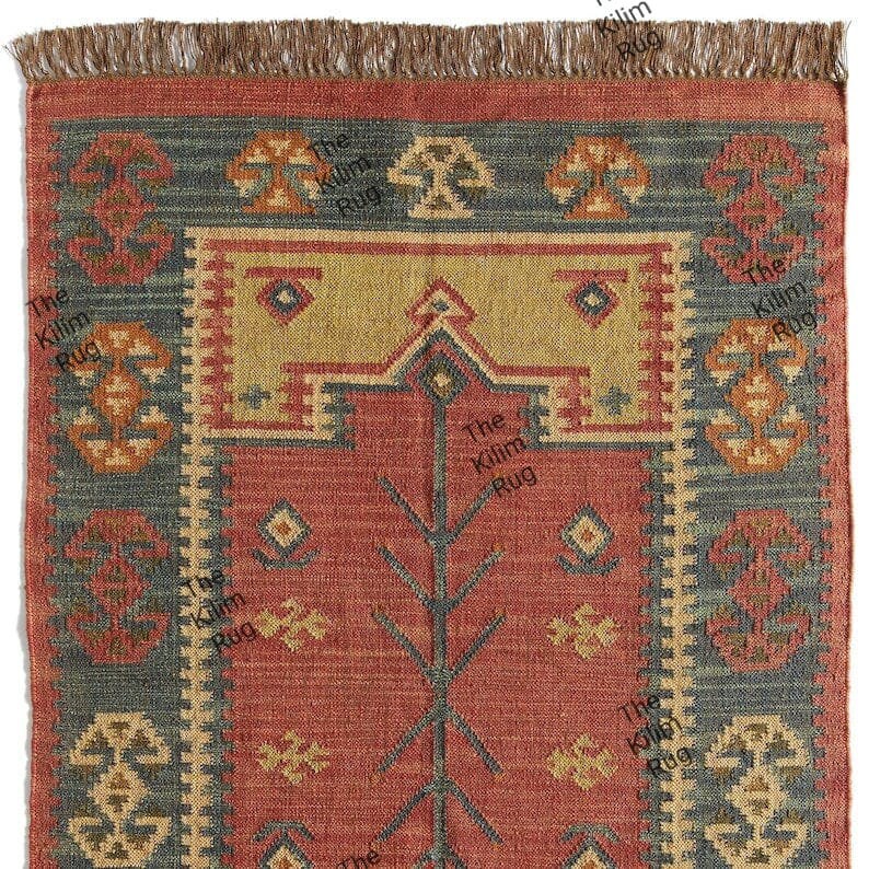8x10 9x12 Ft Wool Jute Kilim Rug Handwoven Wool and Jute Etsy
