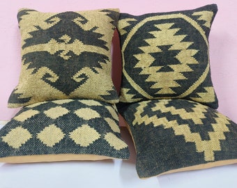 Almohada de Anatolia, almohada Boho Kilim, almohada de alfombra Kilim, funda de kilim vintage, funda de almohada de 16x16, almohada de lanzamiento de sofá, funda de cojín hecha a mano