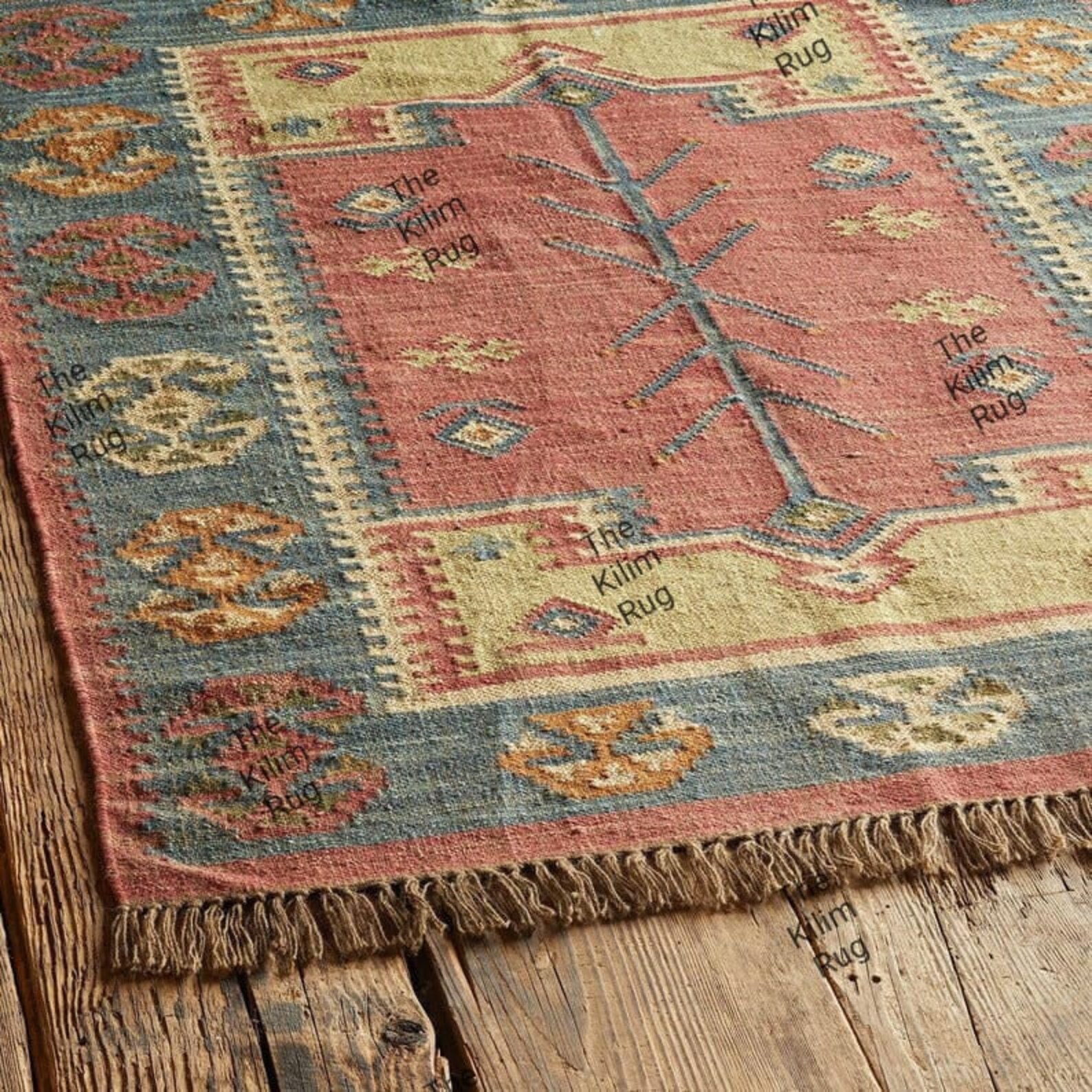 8x10 9x12 Ft Wool Jute Kilim Rug Handwoven Wool and Jute Etsy