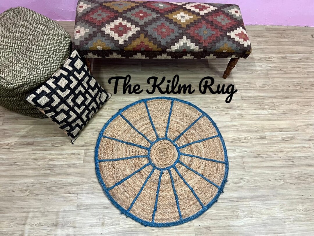 5x5 Jute Round Rug/round Table Rug/outdoor Rug/ Garden Rug/ Etsy