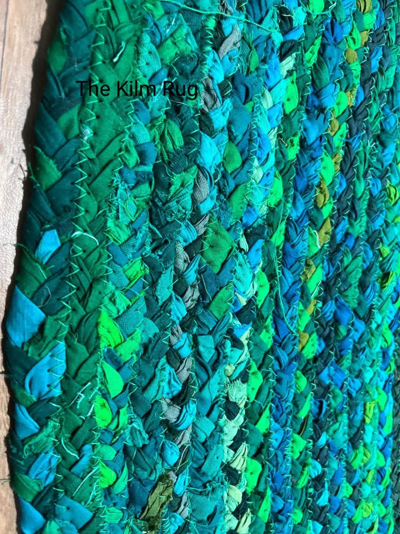 Cotton Chindi Oval Carpets Braided Area Rugs Round Rug Handmade 5x8