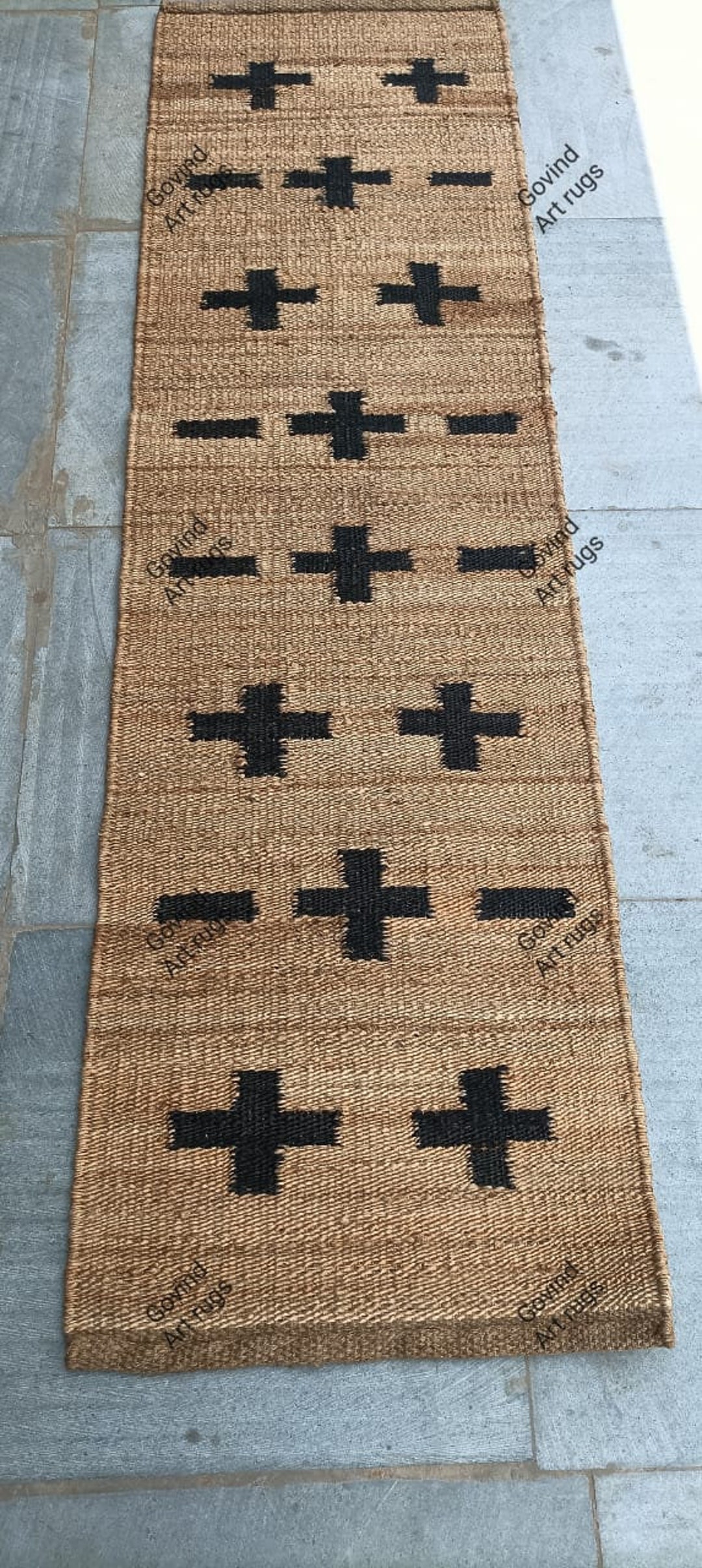 Handmade Black Plus Natural Jute Runnercross Jute Runnerplus Jute Rug