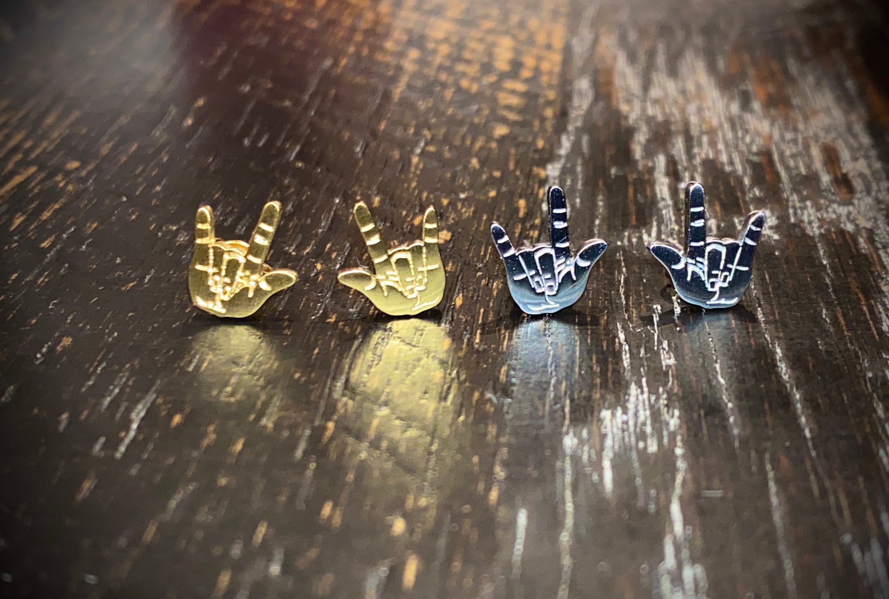 "I Love You" Hand Sign Language Stud Earrings For Women – Stainless Steel Symbol Earrings – Simple & Meaningful Jewelry