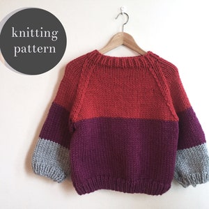 Color Block Jumper Knitting Pattern PDF | Easy Knit Sweater Pattern | DIY Pullover Knitting | Women's Chunky Sweater | Instant Download