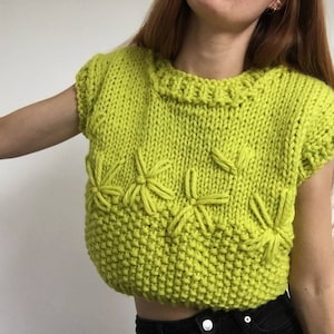 Chunky Knit Crop Top Knitting Pattern - Moss Stitch Vest, Chunky Wool Knit, Cropped Jumper, Knitted Vest Pattern, Summer Pattern