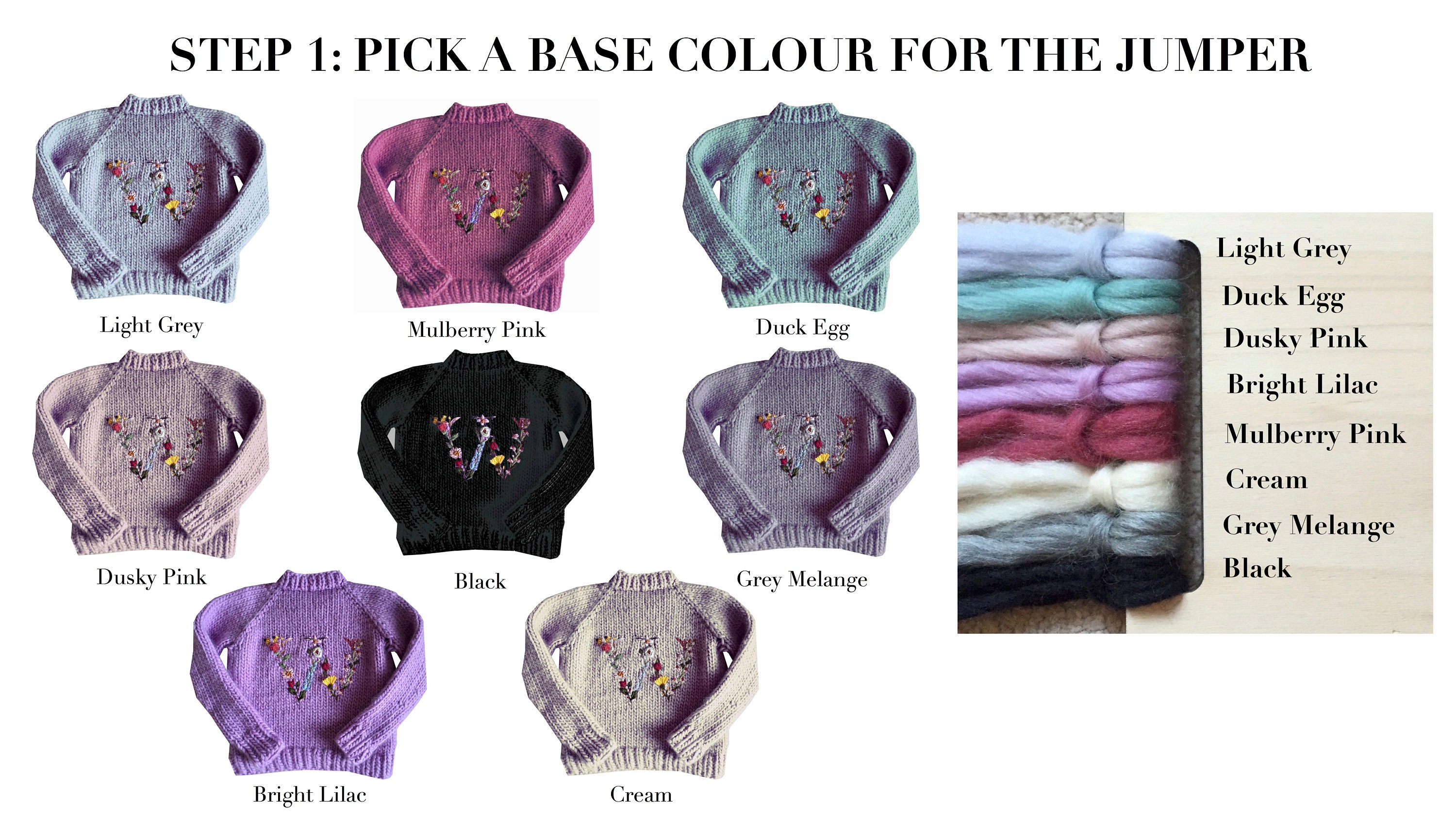 Embroidered Floral Letter Jumper Hand Knit Chunky Jumper Etsy