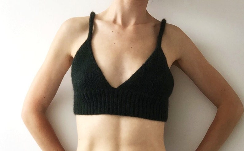 Knit Bralette Pattern, Beginner Knitting Pattern, Knit Bra Pattern, Bra Knitting Pattern, Summer Knitting Project, Knit Crop Top Download