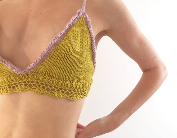 Summer Lace Bralette Knitting Pattern for Women, Cotton Bra