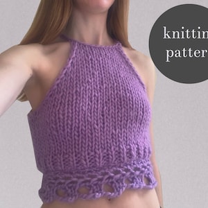 Chunky Knit Crop Top Pattern: Victorian Lace Edge, Beginner Friendly (PDF Pattern)