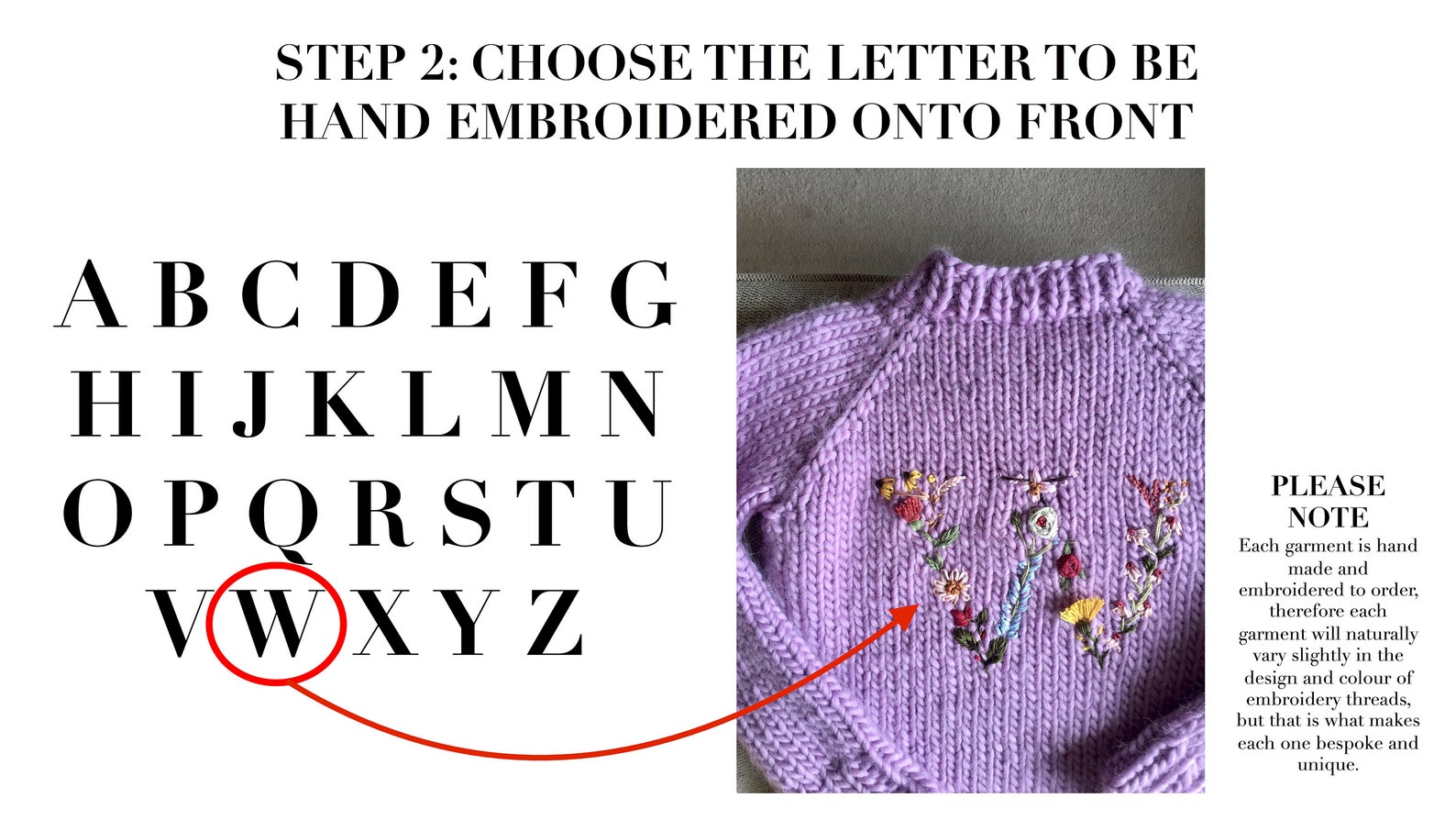Embroidered Floral Letter Jumper Hand Knit Chunky Jumper Etsy