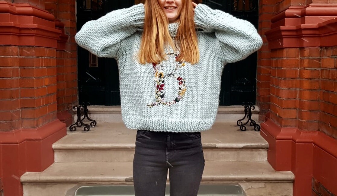 Handmade Hand Knit Jumper Personalised Knitwear Letter Etsy