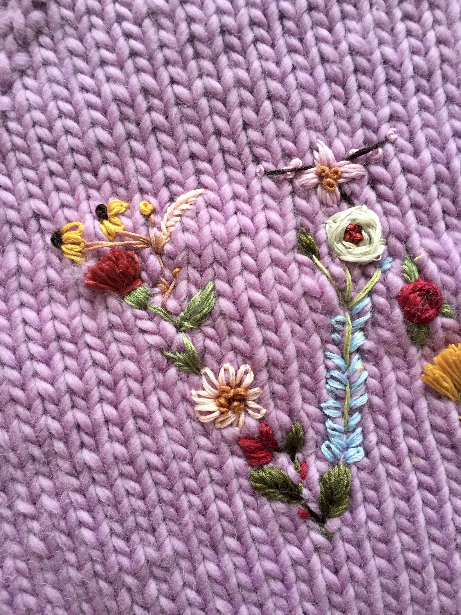 Embroidered Floral Letter Jumper Hand Knit Chunky Jumper Etsy