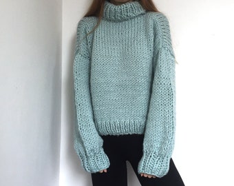 Chunky Wool Jumper Knitting Pattern: Beginner Easy Knit Sweater (PDF Pattern)